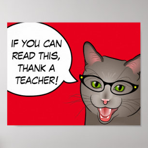 Poster Professora, Obrigado, Sala de Aula de Gato