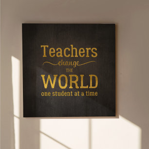 Poster Professora tipografia dourada cite inspiração
