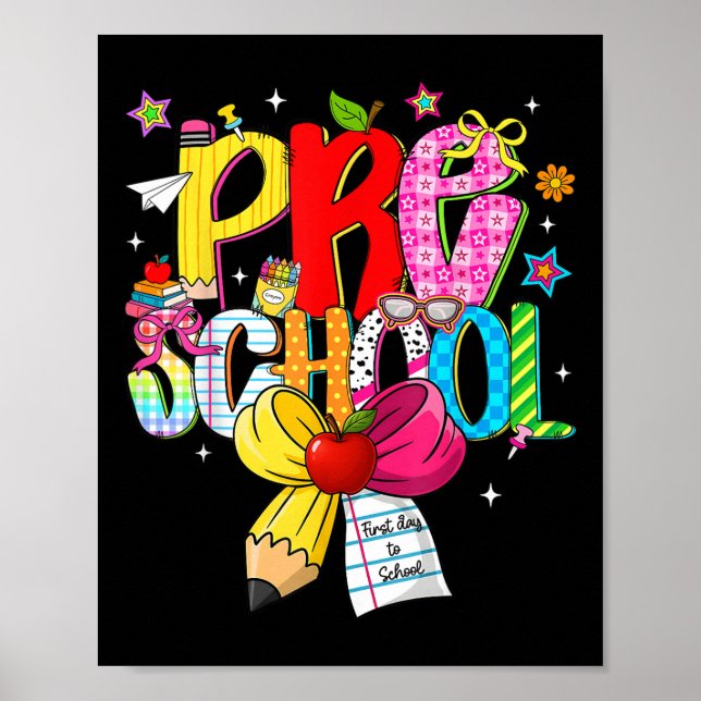 Poster Professores Da Pré-Escolas Crianças Pregam De Volt (Frente)