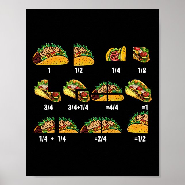 Poster Professores De Matemática De Fração Taco De Volta  (Frente)