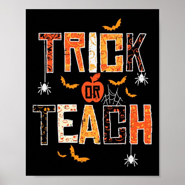 Poster Professores De Trick Ou Ensino Retro Halloween Hom (Frente)