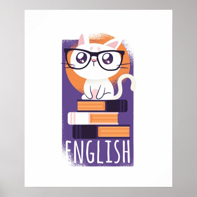 Poster PROFESSORES INGLESES Presente - Roxo Gato Kawaii C (Frente)