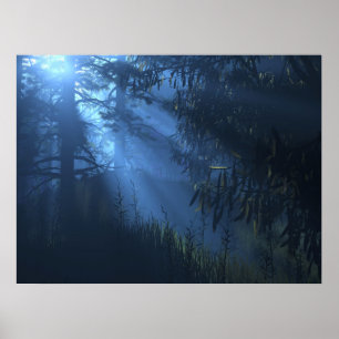 Póster Profundamente 'floresta azul