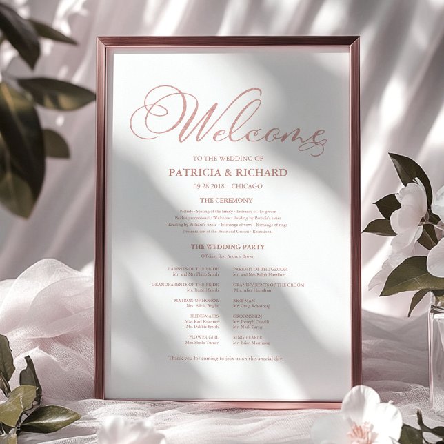 Poster Programa da Cerimônia de Casamento Caligrafia Eleg (Criador carregado)