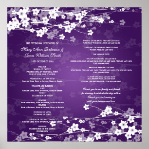 Poster Programa de Casamento Cereja Blossom Roxo