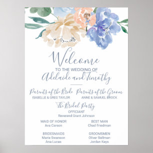 Póster Programa de Casamento Dusty Blue Florals