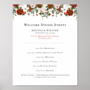 Poster Programa de Casamento Floral Rústico   Botânico Bo