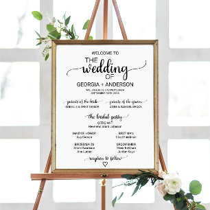 Póster Programa de Casamento Simples em Caligrafia Preta
