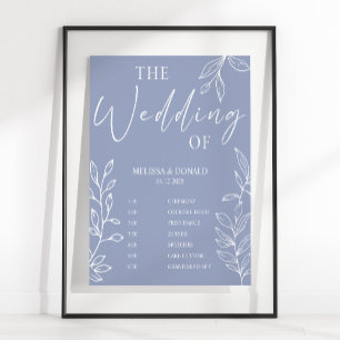 Poster Programa de Casamento Simples Flor Vinca Menor Cro
