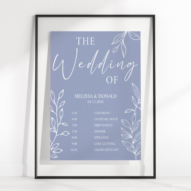 Poster Programa de Casamento Simples Flor Vinca Menor Cro (Criador carregado)