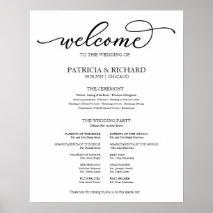 Poster Programa de Cerimônia de Casamento Chic Script