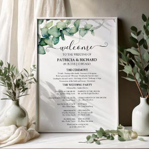Poster Programa de Cerimônia de Casamento com Eucalipto V