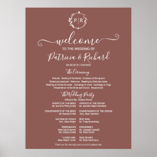 Poster Programa de Cerimônia de Casamento com Monograma