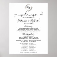 Programa de Cerimônia de Casamento com Monograma e