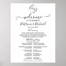 Programa de Cerimônia de Casamento com Monograma e