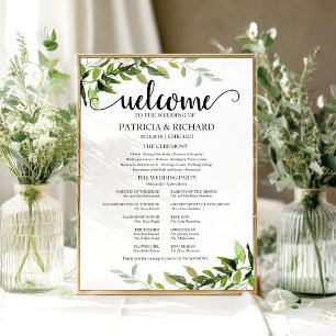 Poster Programa de Cerimônia de Casamento com Vegetação E