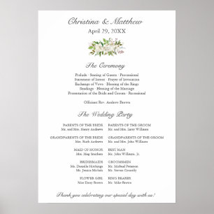 Poster Programa de Cerimônia de Casamento Elegante   Jard