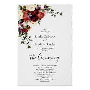 Póster Programa de Cerimônia de Casamento Eucalyptus Flor