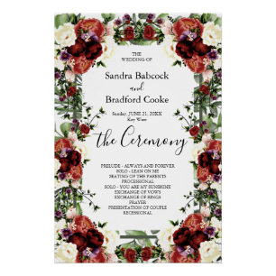 Póster Programa de Cerimônia de Casamento Eucalyptus Flor