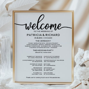 Poster Programa de Cerimônia de Casamento Quadro de Calig