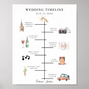 Poster Programa de Cronologia de Casamento com Aquarela R