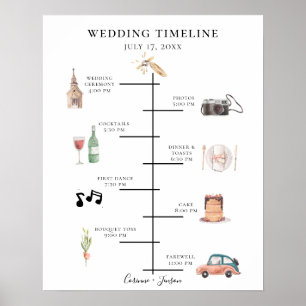 Poster Programa de Cronologia de Casamento com Aquarela R