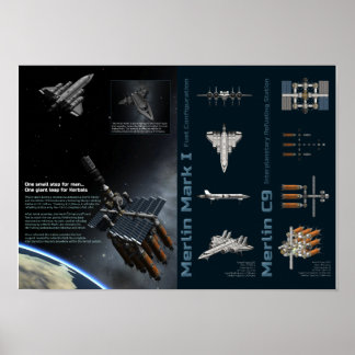 Poster Programa Espacial Kerbal Aventuras Merlin