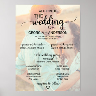 Poster Programa preto simples do casamento da foto da