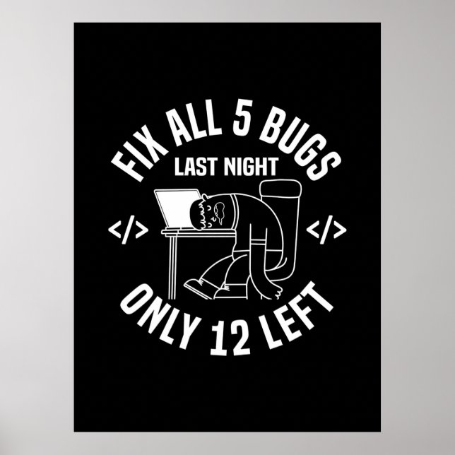 Poster Programador Corrigir Todos os 5 Insetos (Frente)