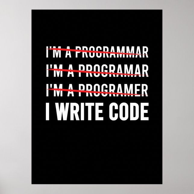 Poster Programador Engraçado Eu Escrevo Código (Frente)