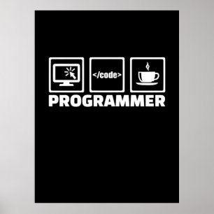 Poster Programador Escreve Código E Bebe Café
