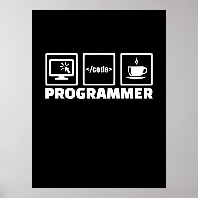 Poster Programador Escreve Código E Bebe Café (Frente)