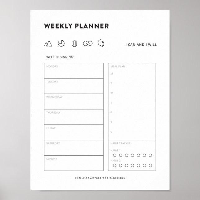 Poster Programador semanal para fazer o organizador de me (Frente)