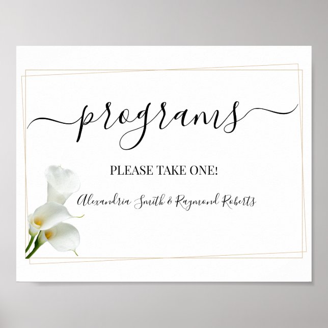 Poster Programas Cerimônia de Casamento Verdejante Calla  (Frente)