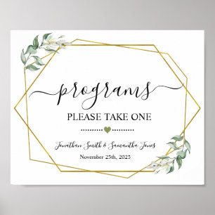 Poster Programas sinalizam cerimônia de casamento verde d