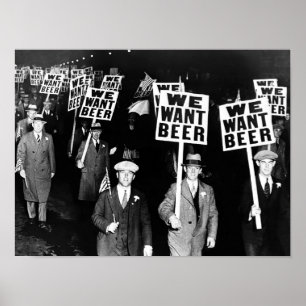 Poster Proibição da cerveja Protesto à Fotografia Vintage