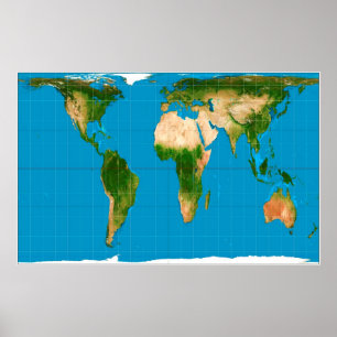 Póster Projeção de Mapa Mundial Corrigida de Gall-Peters