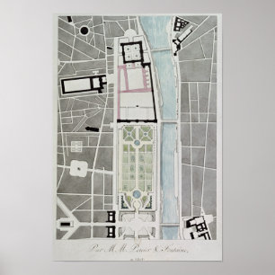 Póster Projete juntando-se ao Tuileries ao Louvre