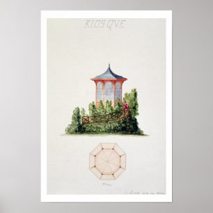 Póster Projete para um pavilhão no estilo oriental