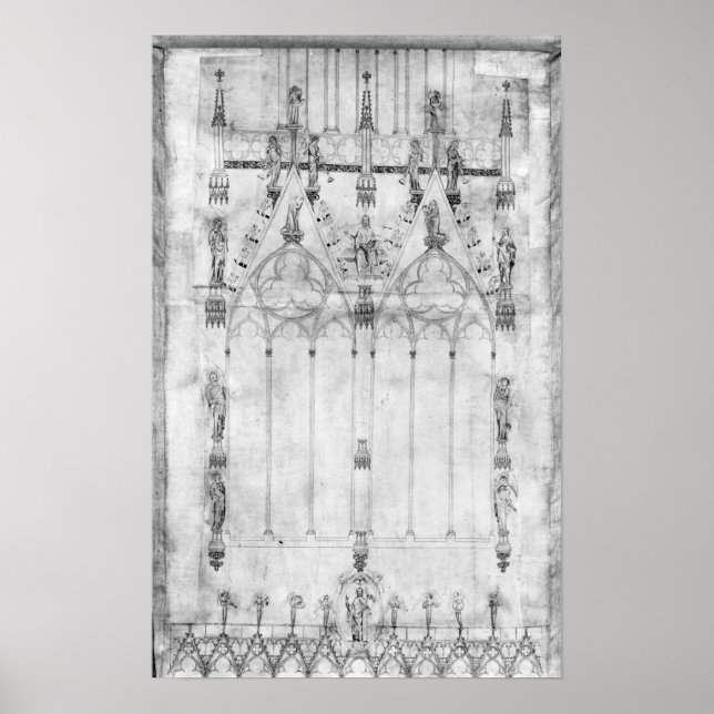 Poster Projeto da Catedral, elevação do oeste (Frente)