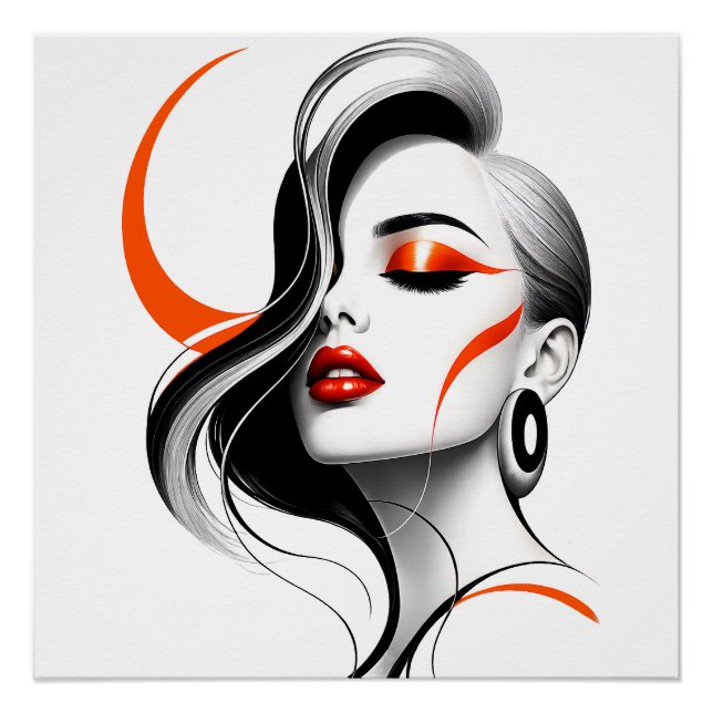 Póster Projeto de retrato de mulher abstrato de luxo (Frente)