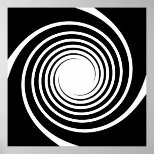 Póster Projeto espiral preto e branco