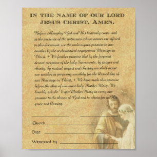 Poster Promessa Betrotal Noivado de Casamento Católico