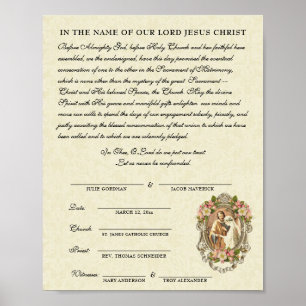 Poster Promessa Católica de Noivado de Casamento Betroth
