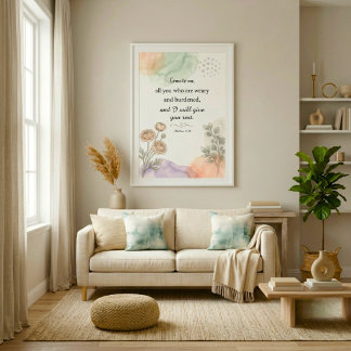 Poster Promessas de Deus na Bíblia em Aquarela Neutra
