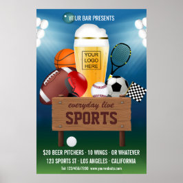 Póster Promoção de evento em bar esportivo adicionar logo