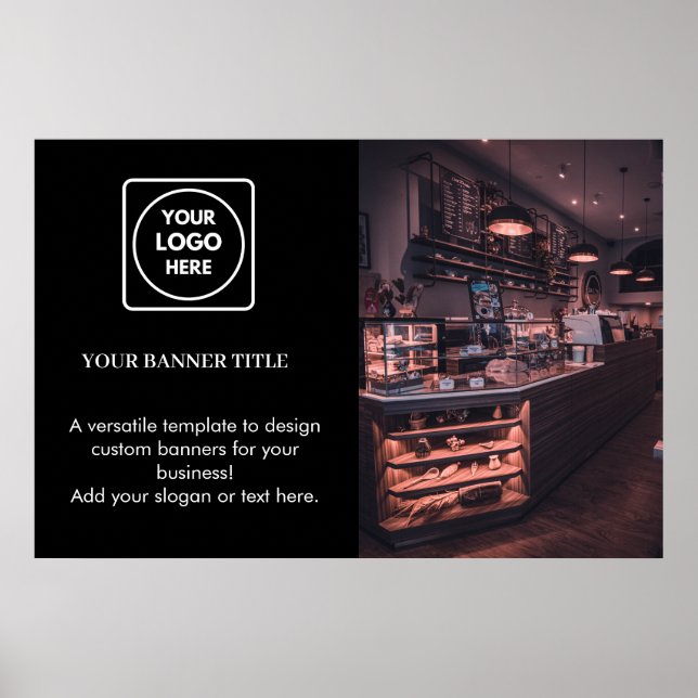 Poster Promocional preto | Logotipo comercial pers (Frente)