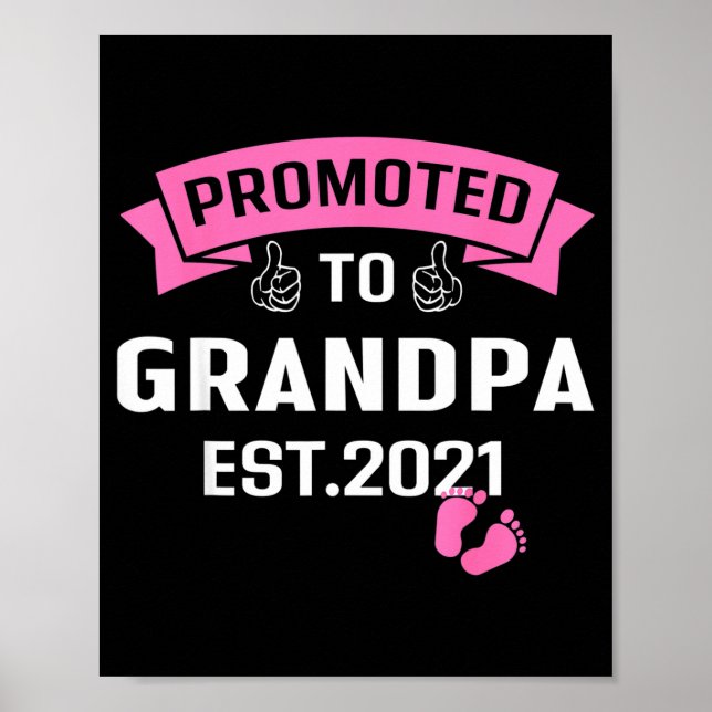 Poster Promoted To Grandpa Est 2021 Funny New Grandfather (Frente)
