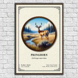 Poster Pronghorn (American Antelope) Zoology Series