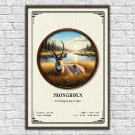 Poster Pronghorn (American Antelope) Zoology Series